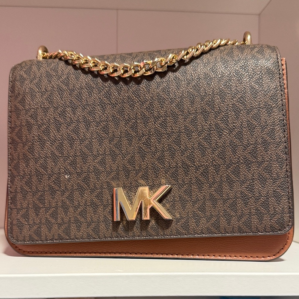Michael Kors Brown and Gold Shoulder Bag